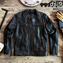 ヴィンテージ復刻デザイン カウレザー シングルライダースジャケット 革ジャン レザー牛革 カフェレーサー Ｓ～4XL_画像1