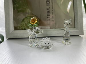 SWAROVSKI スワロフスキー クリスベア 、ハリネズミ、ネコ Sunflower cat hedgehog　3個セット