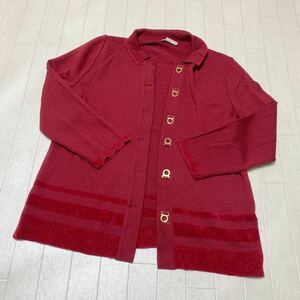 3797* Salvatore Ferragamo Salvatore Ferragamo knitted cardigan casual lady's XL red 
