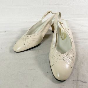 3799* GINZA yoshnoya silver The yo shino ya shoes shoes pumps casual lady's 24.5 ivory 