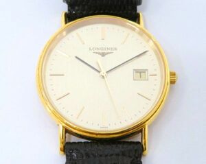 ♪hauu2364-4 530 LONGINES ロンジン L4.720.2 QZ クォーツ デイト 腕周り約18.5cm 調節可 腕時計 メンズウォッチ 稼働