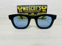 MOSCOT★モスコット★サングラス★FRITZ★伊達眼鏡★黒縁 ブラック★スクエア ウェリントン カラーレンズ ブルー 未使用 美品_画像1