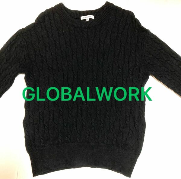 GLOBALWORK グローバルワーク　メンズ ケーブル編みクルーネックセーター