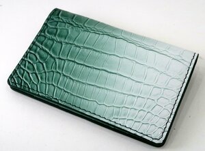 箱付き 定価9万円↑新品 ヘンローン クロコ クロコダイル カードケース グリーン グラデーション 名刺入れ 緑 パスケース メンズ 2192