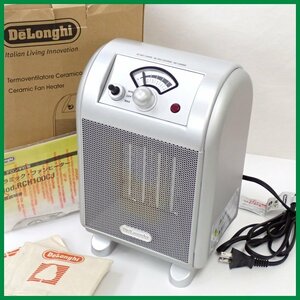 ◆DeLonghi/デロンギ セラミックファンヒーター RCH100CJ/シルバー/動作品/適用畳数3～8畳/エコカバー・取説・保証書・外箱付&0000002518