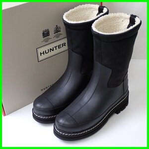 ★美品 HUNTER/ハンター リファインドステッチ ロールトップ シェルパブーツ 4/レディース23cm相当/ブラック/WFS1010NES/箱付き&1952700005