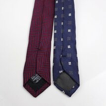 ★未使用 TRUSSARDI/トラサルディ ネクタイ 2本セット ワインレッド/ネイビー/総柄/シルク100%/イタリア製&1757400891_画像5