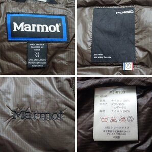 ★美品 Marmot/マーモット × ロイアル ダウンジャケット XS/レディースS相当/ダークブラウン/ナイロン100%/斜めファスナー&1949300023の画像5