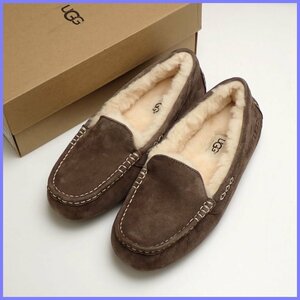 ★未使用 UGG/アグ W Ansley/アンスレー モカシン 24cm/レディース23.5cm相当/チョコレート/3312/シープスキン/内ボア/外箱付き&1890600019