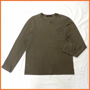 ★LOUIS VUITTON/ルイヴィトン ダミエプリント 長袖 ポケットTシャツ メンズM/ダークカーキ/カットソー/ロンT&1372200006