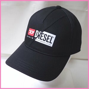 ★未使用 DIESEL/ディーゼル キャップ Ⅱ/頭周り約55～58cm/ブラック/ロゴプリント/コットン100%/帽子&1951100010