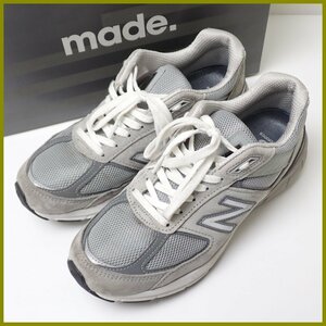 ★New Balance/ニューバランス M990GL5 スエードスニーカー メンズ25.5cm/グレー/一部メッシュ/USA製/外箱付き&0616500118