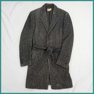 ★EZ byZegna/イージーバイゼニア ウールコート M/メンズS～M相当/グレー系/ヘリンボーン/ベルト付き&1949800002