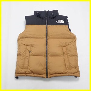 ★美品 THE NORTH FACE/ザノースフェイス ヌプシベスト メンズM/ブラウン×ブラック/ナイロン100%/ダウン/フード収納/ND91843&1694900211