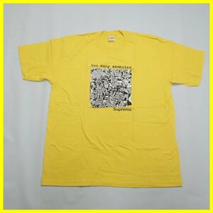 ★未使用 Supreme/シュプリーム Too Many Assholes 半袖Tシャツ メンズXL/イエロー/コットン100%/クルーネック/ステッカー付き&1743500359