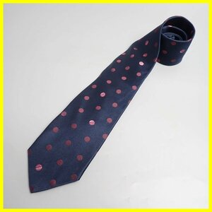 ★美品 Paul Smith/ポールスミス シルクネクタイ ダークネイビー×ダークピンクドット/服装小物/日本製&1809600052