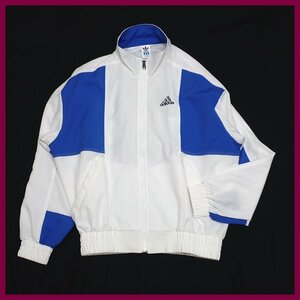 ★美品 adidas/アディダス デサント製 ウィンドブレーカー メンズM/オフホワイト×ブルー/ストレッチ/ヴィンテージ&1949400001