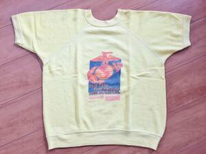 80's "THE MARINES" short sleeves sweatshirt USA made 4ps.@ needle . Vintage 