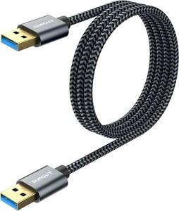 USB3.0 ケーブル USBケーブル タイプAオス- Aオス金メッキコネクタ 5Gbps高速データ転送 オス-オス 高耐久性 ナイロン編み