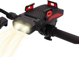 自転車ライト大容量 4000mAh USB 充電式 LED ヘッドライト 4-in-1 機能自転車ヘッドライトテールライト付き 5 調光高輝度