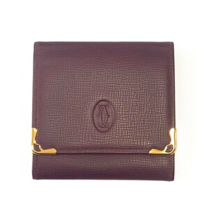 1185　Cartier カルティエ コインケース　小銭入れ　　ボルドー系 コインパース 財布 美品