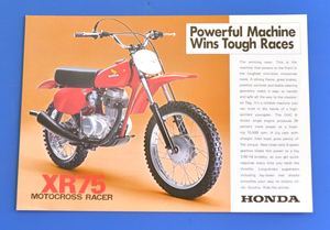 ホンダ　XR75　モトクロスレーサー　HONDA XR75 MOTOCROSS RACER(C606 S XR75 K4) 輸出仕様英語表記　バイクカタログ【H輸-1975-13】