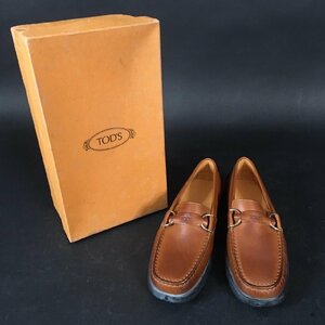 ER1209-18-3 TOD`S Tod's leather shoes driving shoes 35 1/2 Brown Italy made 80 size 