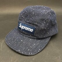 ER0111-21-3 Supreme キャップ 帽子 シュプリーム ロゴ USA ファッション 小物 スパンコール 周まわり58㎝(調整可能) ネイビー 60サイズ_画像1