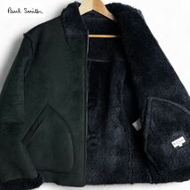 極美品/Lサイズ ●Paul Smith London ポールスミスロンドン ●軽量 エコムートン ブルゾン ジャケット アウアー ジップ ボア ブラック_画像1