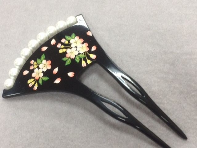 ★Black formal kimono, Homongi, etc.★ Hand-painted formal hairpin [Made in Japan/Cherry Blossoms], fashion, Women's kimono, kimono, Hairpin