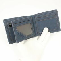 二つ折り 財布 メンズ レザー コンパクト ネイビー 紺 財布 カード収納 新品 未使用 送料無料 SA01N１円_画像6