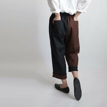１０００円からスタート　２色ツートン　前タック＆フリル裾パンツ　ペグパンツ　ゆったり　上質コットン　裾見せペチパンツ　A33A_画像8