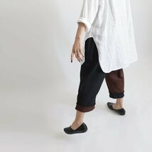 １０００円からスタート　２色ツートン　前タック＆フリル裾パンツ　ペグパンツ　ゆったり　上質コットン　裾見せペチパンツ　A33A_画像9