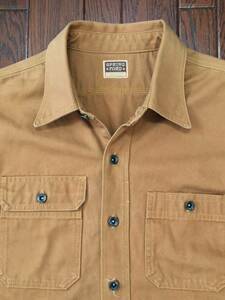 スプリングフォード ＳＰＲＩＮＧ ＦＯＲＤ ブラウンダック ワークシャツ Ｍ 茶色 ガチャポケ ドーナツボタン