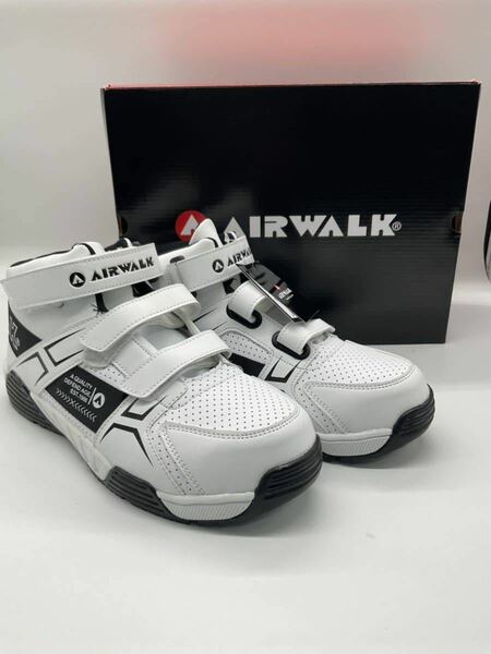 ホワイト 25.5cm AIR WALK ベルトライン AW-980 樹脂先芯入 軽量スニーカー 新品未使用 安全靴 エアウォーク