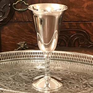 スペイン　アンティーク　ワイングラス　シルバープレート　酒器　純銀P ビンテージ　ヴィンテージ　英国　イギリス　シャンパングラス