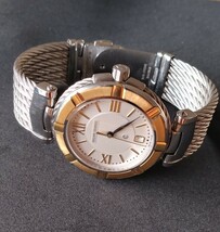 最出品　稼働品　美品フィリップシャリオール CHARRIOL SS GP 腕時計 ケルティック ステンレススチール GP シルバー ゴールド メンズ腕時計_画像9