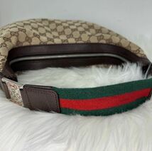 ■1円■ GUCCI グッチショルダーバッグ ワンハンドバッグ GG柄GGキャンバス シ エリーラインホースビットプレートロゴ_画像5