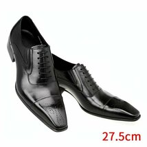 メンズシューズ ビジネスシューズ 紳士靴 メンズ靴 通勤靴　男性 PUレザー 黒★27.5cm_画像1