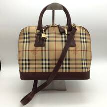 #1982 BURBERRY ハンドバッグ バーバリー ノバチェック シャドーホース ストラップ付 ショルダー 2way 現状品_画像1