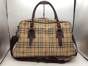 #1981 BURBERRY ボストンバッグ バーバリー ノバチェック シャドーホース ストラップ付 旅行カバン 現状品