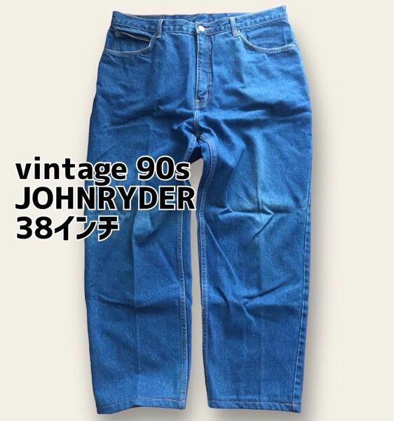 vintage 90sJOHNRYDER ストレート　デニム　パンツ　38インチ　ゆるダボ　大きなサイズ