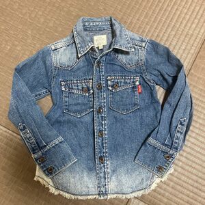 デニムシャツ ヴィンテージ加工 長袖　WASK DENIM110キッズ