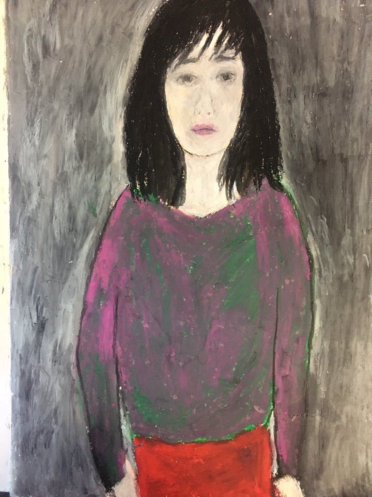 Artist Hiro C Original Stand in the pain, Painting, Oil painting, Portraits
