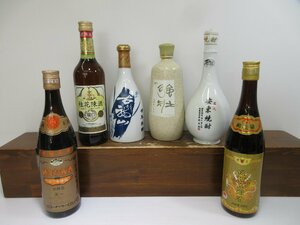 6本セット 中国酒・韓国酒(紹興花彫酒,安東焼酎,古越龍山,桂花陳酒,強壮) 400-700ml 15-45% 未開栓 古酒 1円スタート/1-24-1