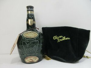 ロイヤルサルート 21年 緑 陶器 ROYAL SALUTE 1000ml/1922g 43% スコッチウイスキー 未開栓 古酒 巾着袋付き/B34843