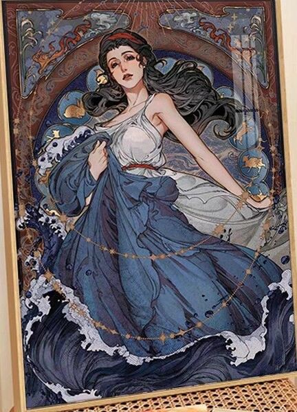 クロスステッチキット 蒼の女神 (11c、図案印刷あり)