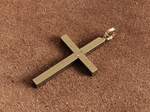 二重カン付き 真鍮製 十字架 クロスチャーム / brass キーリング ネックレス ブラス ペンダントトップ メンズ キリスト ロザリオ キリスト
