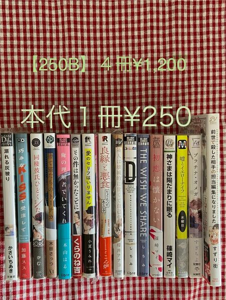 【250B】BLコミック　バラ売り　本代１冊¥250ページ