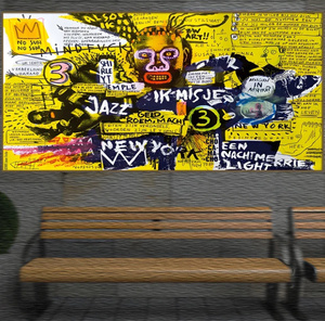  C3167 ジャン＝ミシェル・バスキア Basquiat グラフィティアート キャンバスアートポスター 特大サイズ 60×120cm イラスト 海外製 枠なし